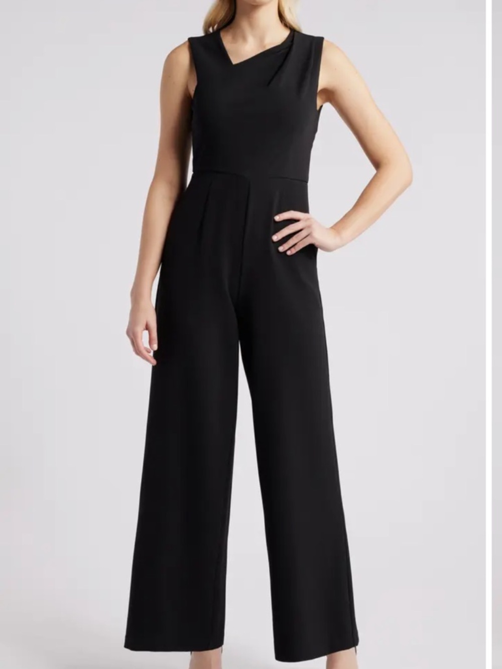 Julia Jordon Sleeveless Black Wide-Leg Jumpsuit